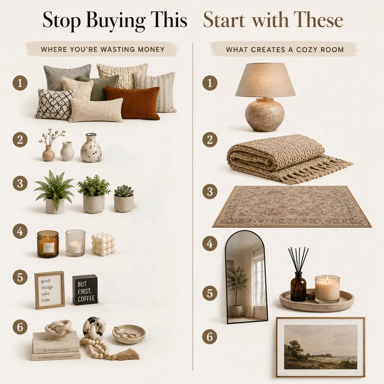 neutral apartment decor ideas on a budget with warm tones and affordable home decor amazon finds- cozy apartment aesthetic