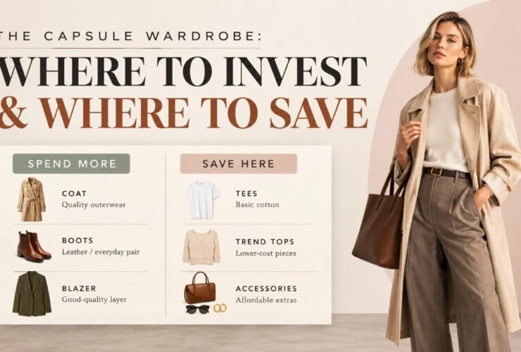 Affordable capsule wardrobe guide showing where to invest and where to save on fall pieces