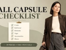 Complete fall capsule wardrobe checklist with styled outfit examples