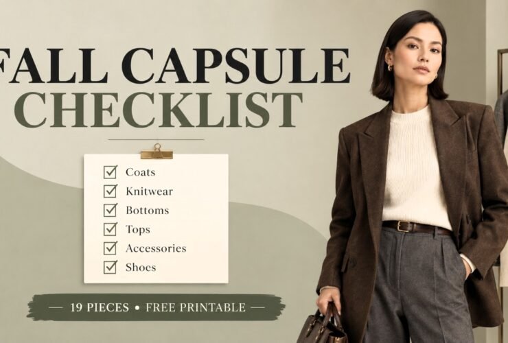 Complete fall capsule wardrobe checklist with styled outfit examples