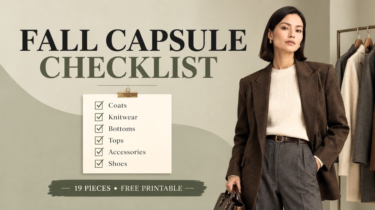 Complete fall capsule wardrobe checklist with styled outfit examples